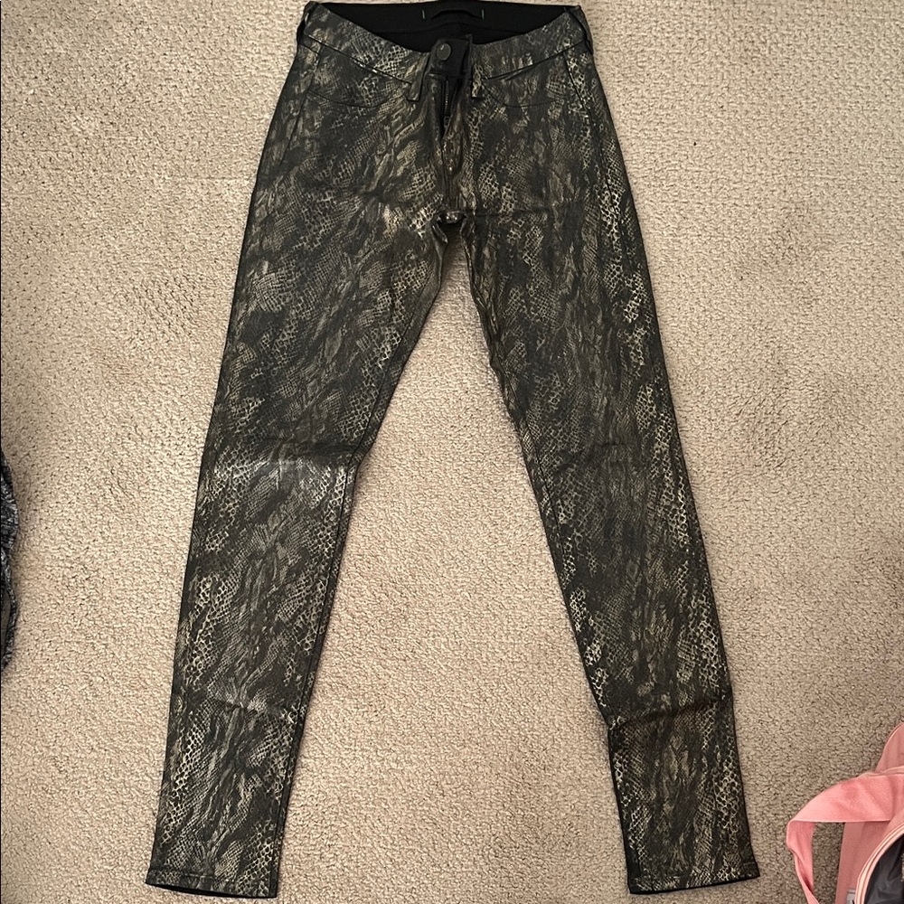 J Brand Black and Gray Snake Print Skinny Jeans